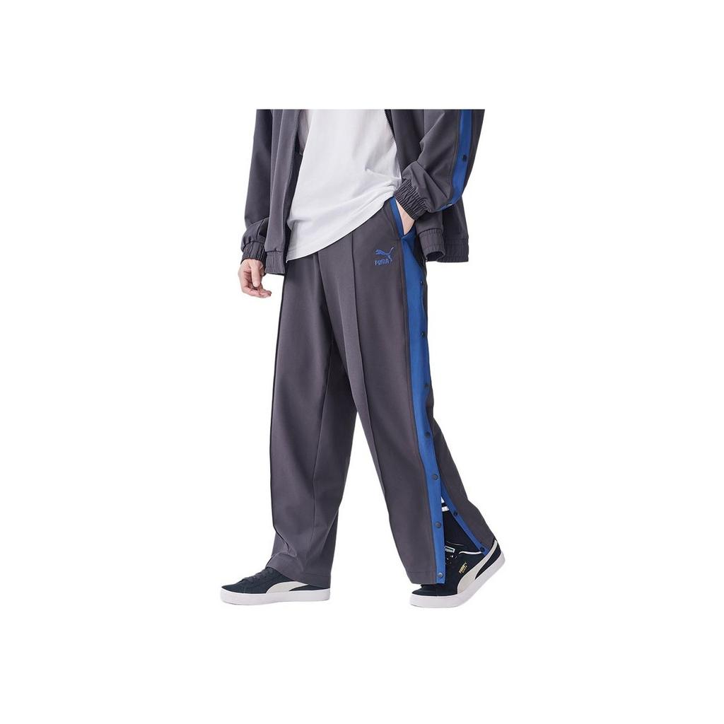 Puma Color Block Outdoor Casual Elastic Straight Leg Mid Rise Retro Sports Knit Pants Unisex Pants Black 628204-01