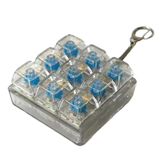 Брелок-подвеска Механическая клавиатура Игрушка для снятия стресса с тактильным щелкающим звуком Прозрачные кнопки со светодиодной подсветкой Портативный брелок