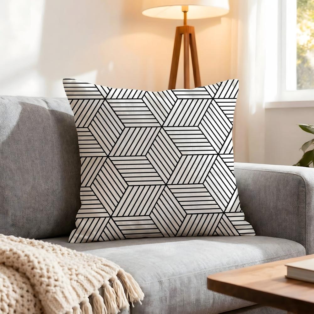 Minimal White Geometry Cushion Cover 1Pcs Decorative Covers Soft Cushion Case For Sofa Couch Decor 40X40 45X45 Pillowcases