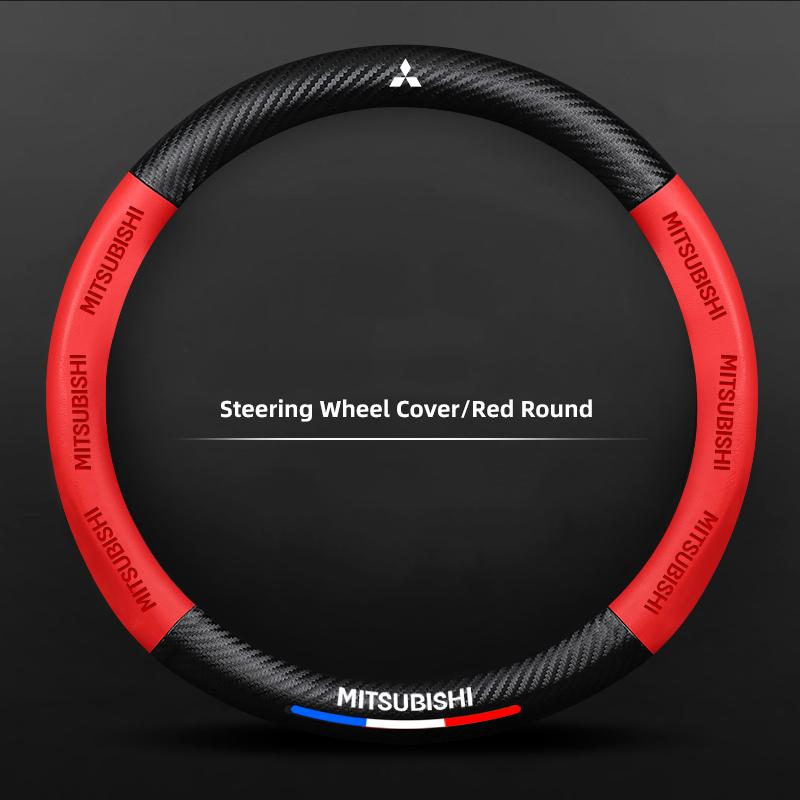 nlvc3 Carbon Fibre Leather Car Steering Wheel Cover Anti-slip Embossed Case For Mitsubishi Triton Ralliart Star Mirage Galant Xpander