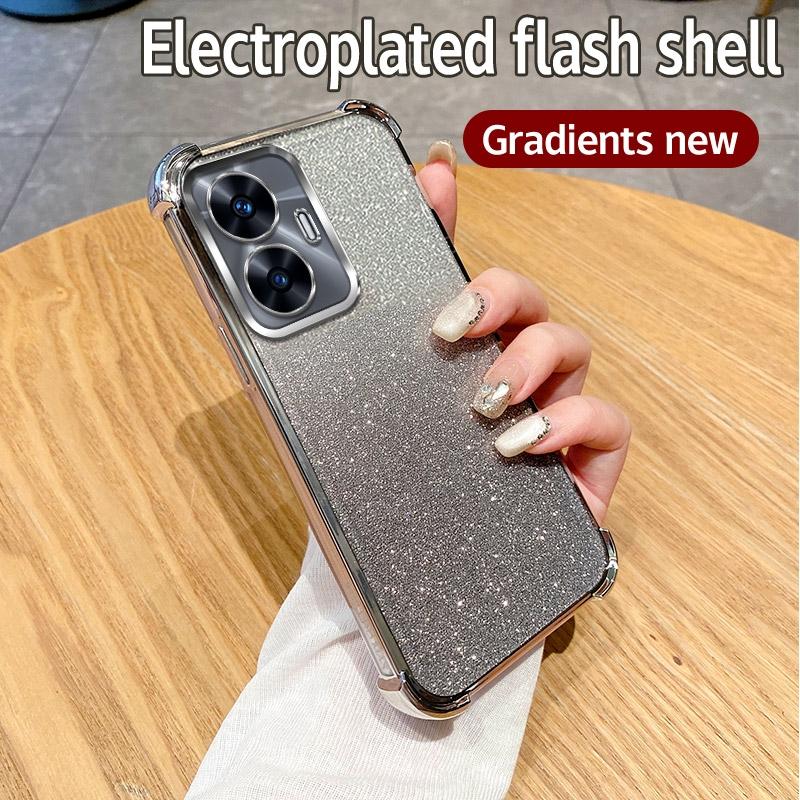 Для Oppo Realme C55 C53 C35 C33 C31 C30 C20 C15 C30s 9 Pro Plus Блестящее покрытие Силиконовый мягкий чехол Четыре угла противоударный чехол