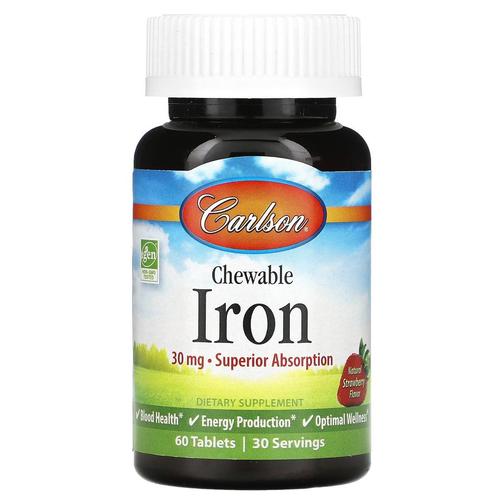 Chewable Iron, Strawberry Flavor, 60 Tablets (15 Tablets Per Tablet)