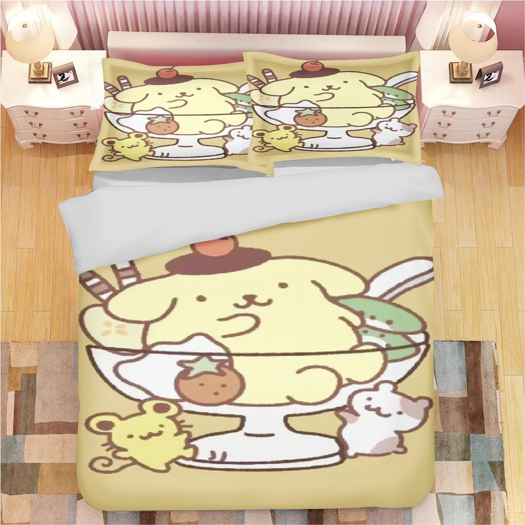 Мультяшное одеяло с помпонами Pompompurin, полиэстер, милый принт, мягкое постельное белье, на заказ, для дома, инопланетянин, детская спальня, одеяло, подарок для детей