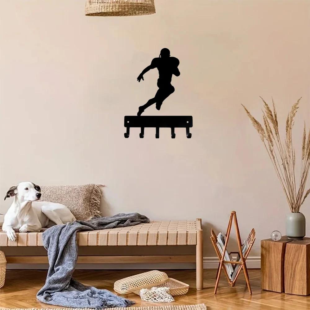 1pc Promotion Football Receiver Sport Key Hooks Holder Small 6 Inch Wide Hallway Key Holder Bathroom Towel Hooks Wall Sticker