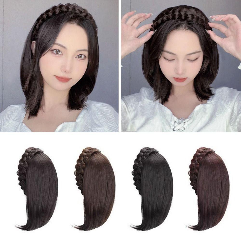 Синтетическая повязка на голову с центральным пробором, 3D накладки, модный парик, повязка на волосы для женщин