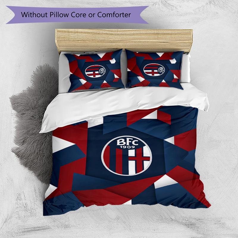 Bologna FC Printed 3PCS Bedding Set Breathable Duvet Cover with Pillowcases Decorative Bed Linen for Bedroom Home
