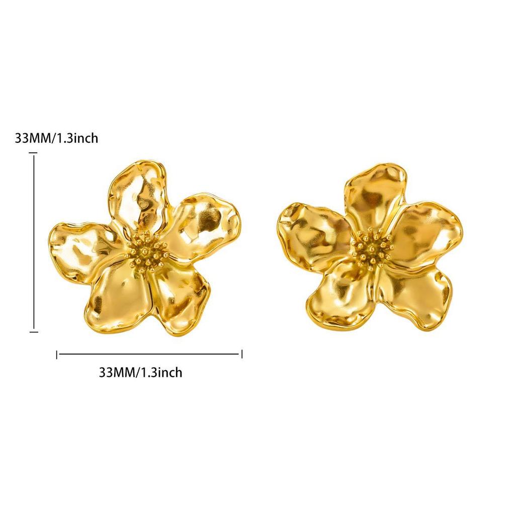 Early Autumn New Retro Stainless Steel Flower Earrings Wind High-end Light Luxury Medieval Earrings