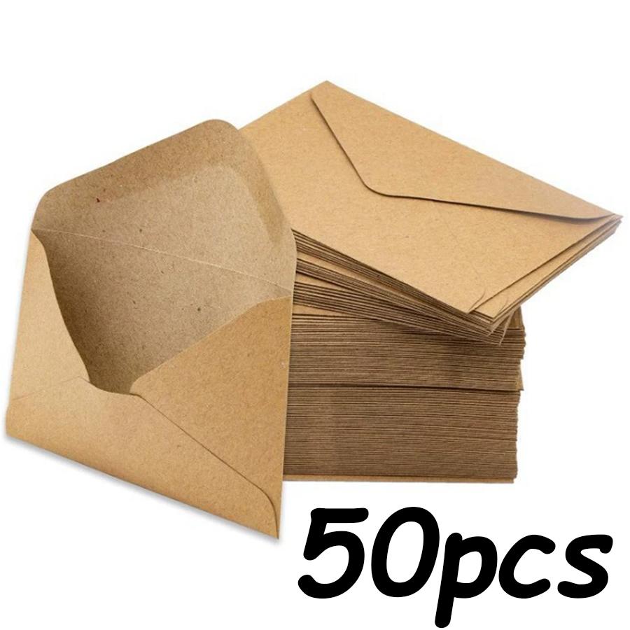 20/50 шт. 10x7 см Крафт-конверты, Однотонные коричневые конверты для приглашений, писем, открыток и почтовой рассылки