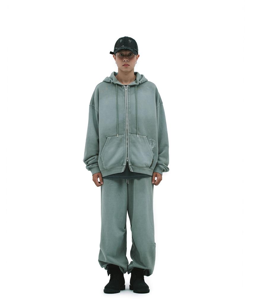 Defgarments Пигментная щетка с капюшоном на молнии [Хаки]