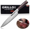 GRILLOX Chef's Knife Professional Chef's Knife Kitchen Knife Meat Knife Damask Look 20c
