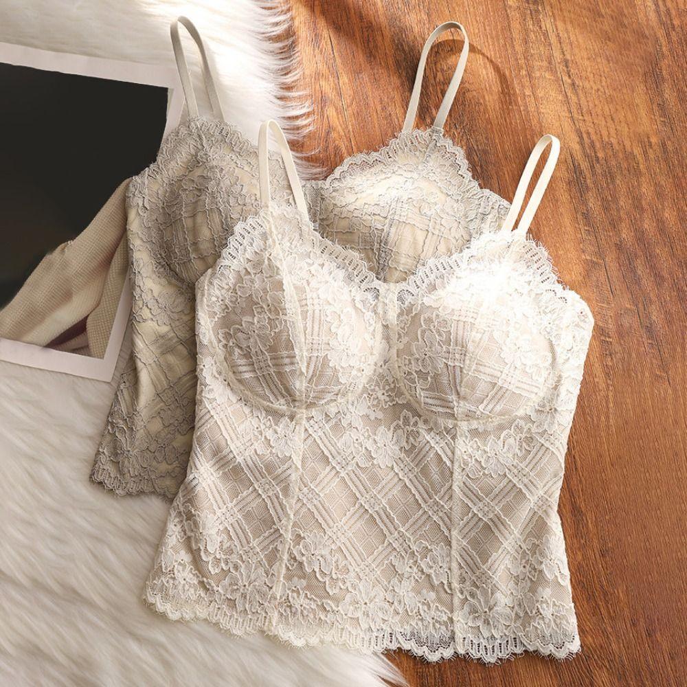 Transparent Lace Corset Fishbone Crop Tops Fashion Lace Camisole Travel