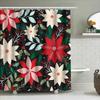 Modern Christmas Decor Bathroom Curtain Floral Red Poinsettia White Bathtub Shower Curtains for Home Decor In Bathrooms from Hom