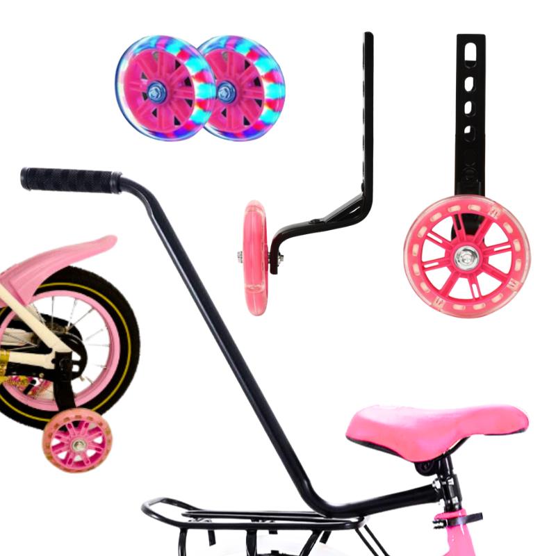 Side wheels for children' bikes LED guide stick for learning to ride