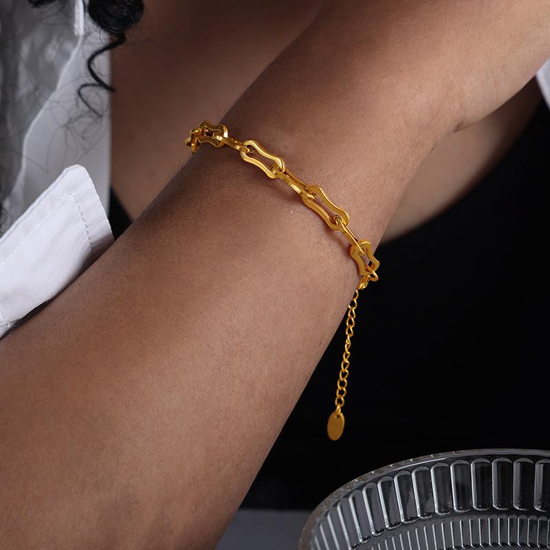 Нержавеющая сталь 316L Золотой Цвет Геометрическая Цепочка Ожерелья Браслеты Для Женщин Девочек Новые Невыцветающие Наборы Украшений
