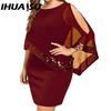 Women's Temperament Commute Chiffon Shawl Round Neck Fake Two Fat Sister Wrap Buttock Dress