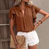 Summer V-neck Casual Design Style and Temperament Top Solid Color Women’s Blouses & Shirts