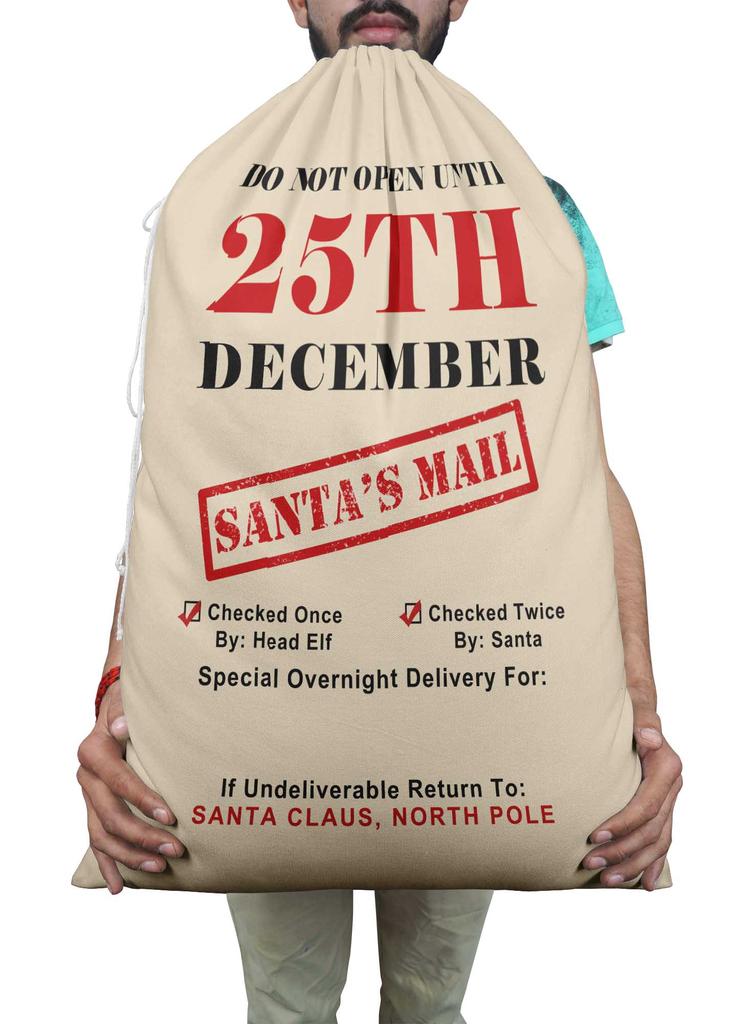 Printtoo Упаковка из 2 шт., сумки для хранения рождественских подарков, большой подарочный мешок Санты с завязкой на рождественской вечеринке 27x20 дюймов