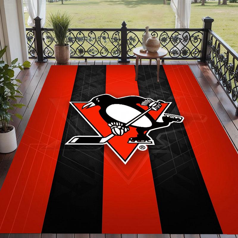 Soft Floor Carpet Pittsburgh Penguins Pattern Area Rug Decorative Mat For Home Room Decoration
