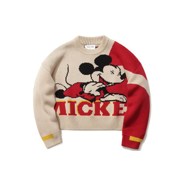 Li Ning Сотрудничество с Disney Логотип Принт Микки Маус Свитшот с круглым вырезом Женский Свитшот Красный AMBR004-1