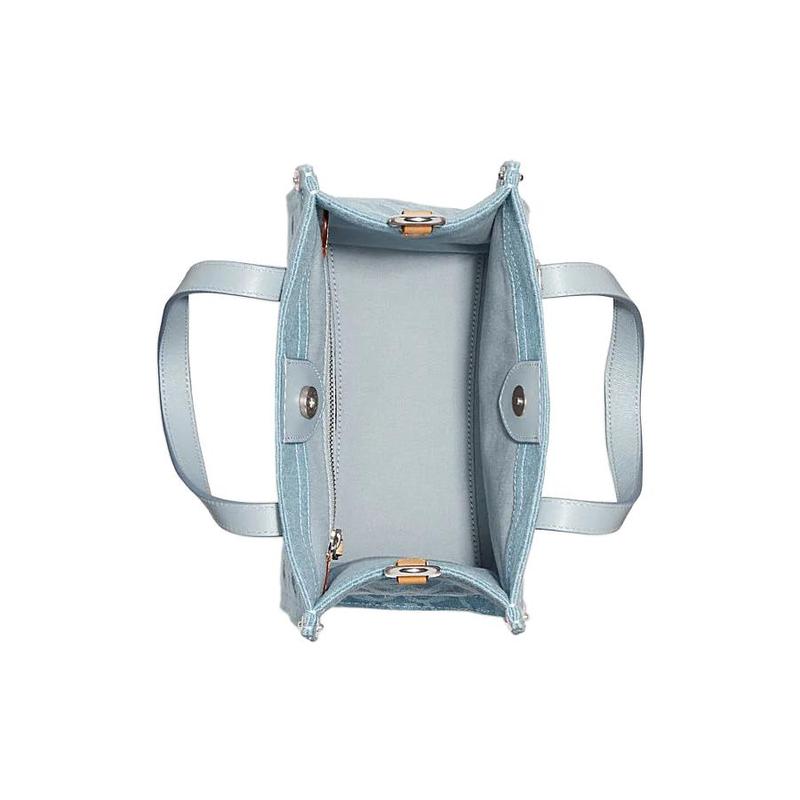 Coach Поле 22 Однотонная Сумка-тоут на молнии Классическая Старая Цветочная Ткань Сумка-тоут Сумка для покупок Сумка на плечо Сумка через плечо Сумка ручная кладь Маленькая Женская Синяя
