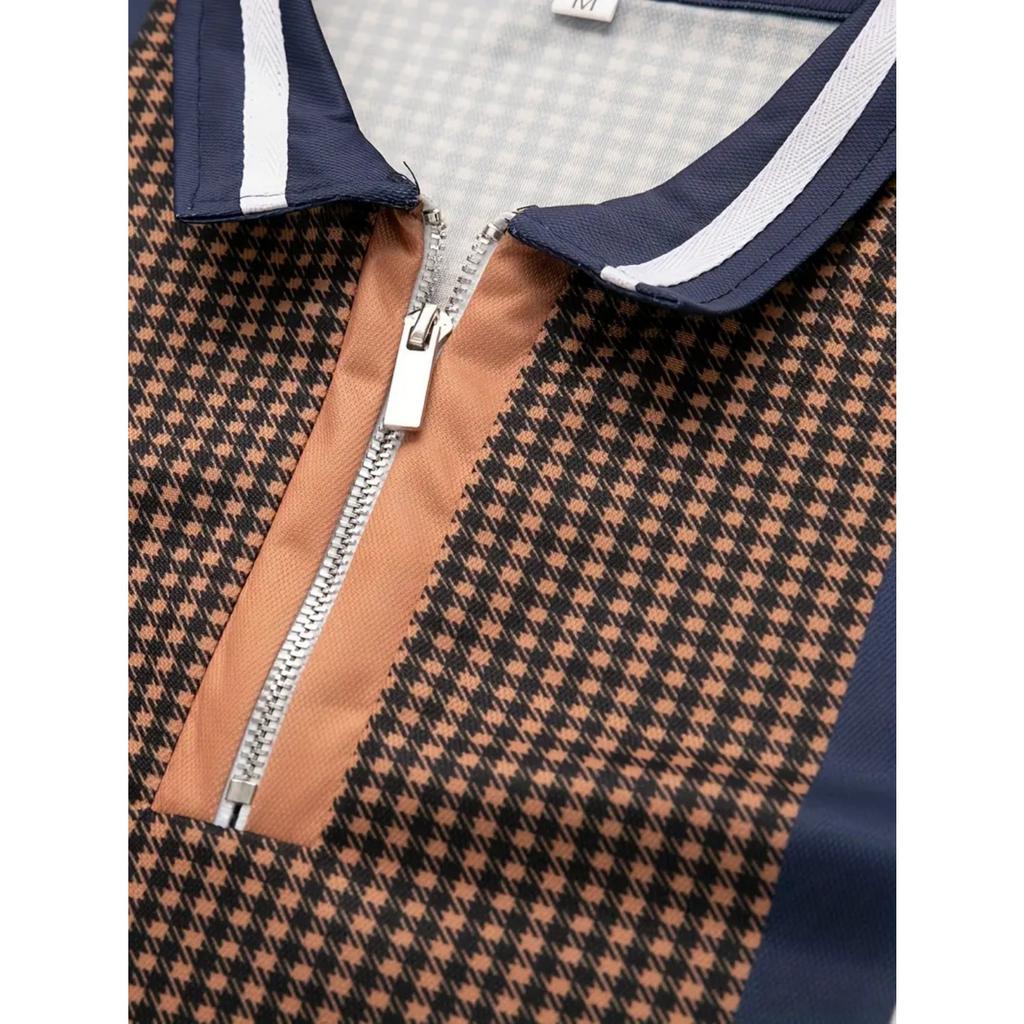 Мужская повседневная футболка-поло с принтом в полоску для улицы с лацканом и коротким рукавом