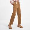Womens Casual Winter Straight Leg Elastic Waist Corduroy Pants With Pockets