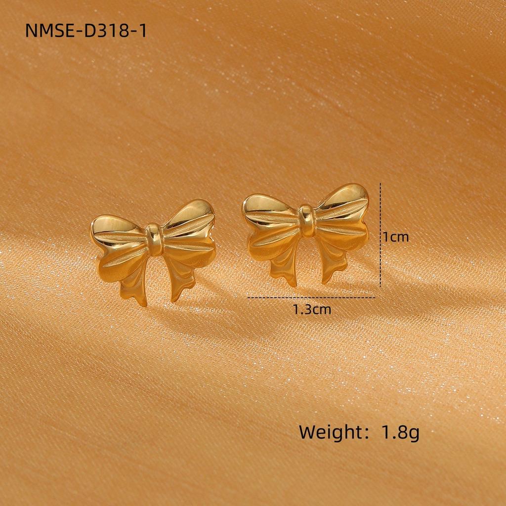 GEMCHIC Women's Sweet Bowknot Stainless Steel Earrings 18K Gold Plated Fashion Jewelry