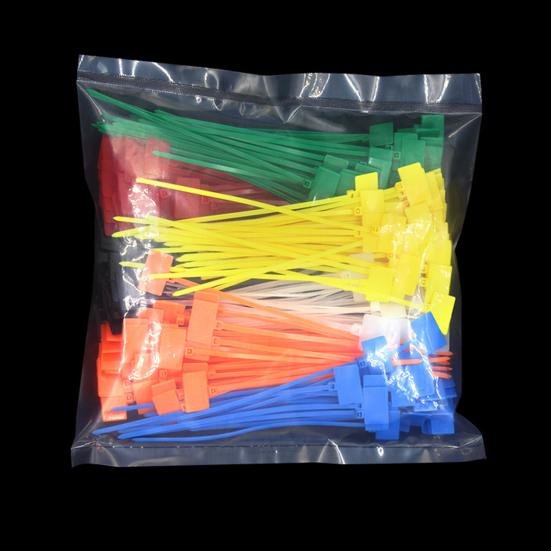 100 Pcs Nylon Marker Cable Zip Ties Self-Locking Zip Tags with Write On Cord Label for Electronics Network Ethernet Wire Organization