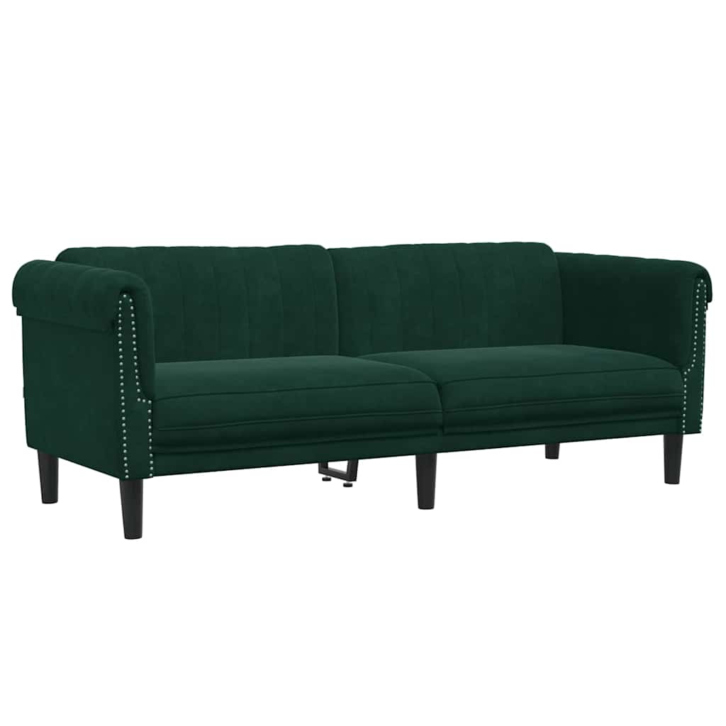 Vidaxl Sofa 3-Osobowa, Ciemnozielona, Tapicerowana Aksamitem