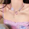 Kpop Goth Heart Butterfly Pendant Choker Colorful Necklace Clavicle Chain for Women Girl Punk Sweet Aesthetic Jewelry Party