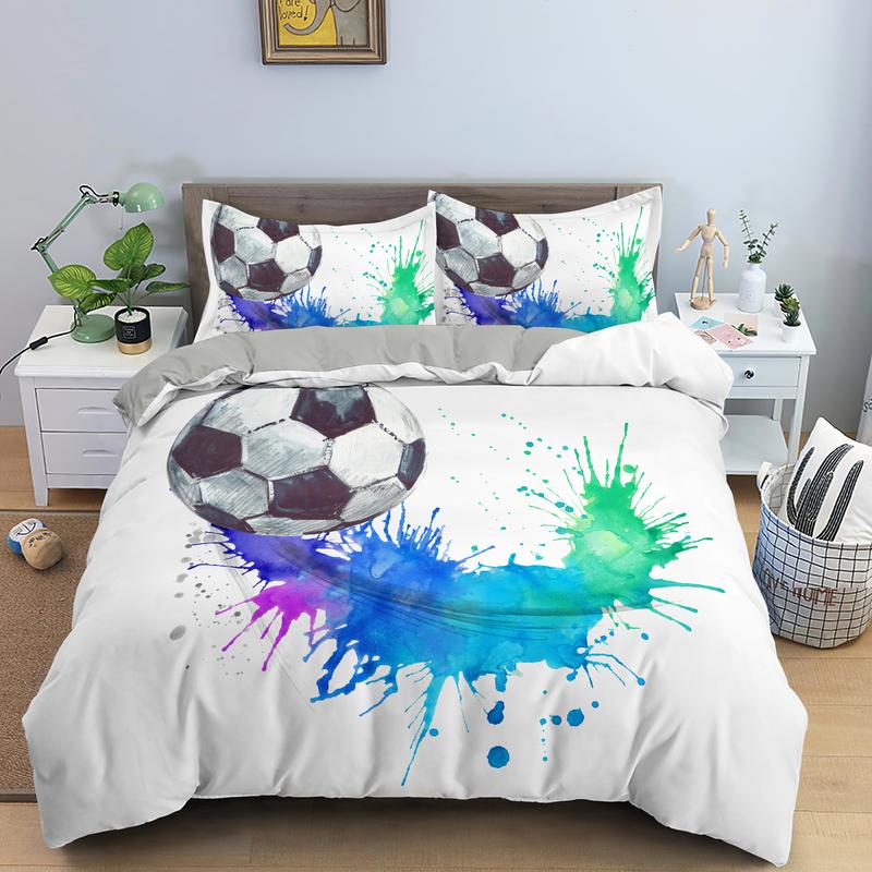 Football Bedding Set Printing Pillowcase Quilt Cover Soccer Duvet Covers Home Textiles Queen King Size Sport Theme Quilt Cover