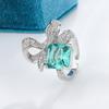 Новое кольцо для женщин Стильный набор Изумрудный циркон Кольцо в форме банта Подарок на годовщину Регулируемое отверстие