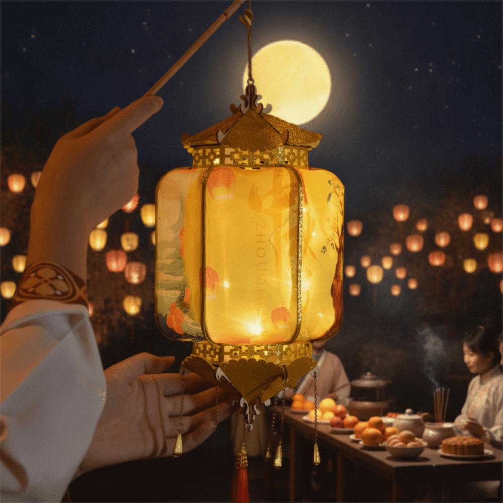 Handheld Mid-Autumn Festival Retro Lantern Glowing Kindergarten Lantern Material Kit Moon Festival