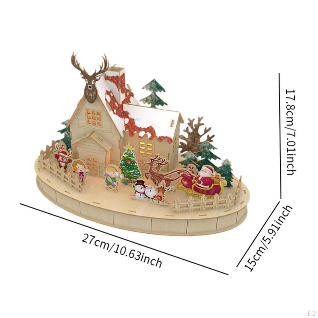 Wooden Christmas Cottages DIY Christma Decor Decoration Artware for Holiday Themed Party