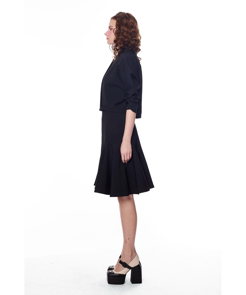 Greedius Side Seam Ruffle Midi Skirt