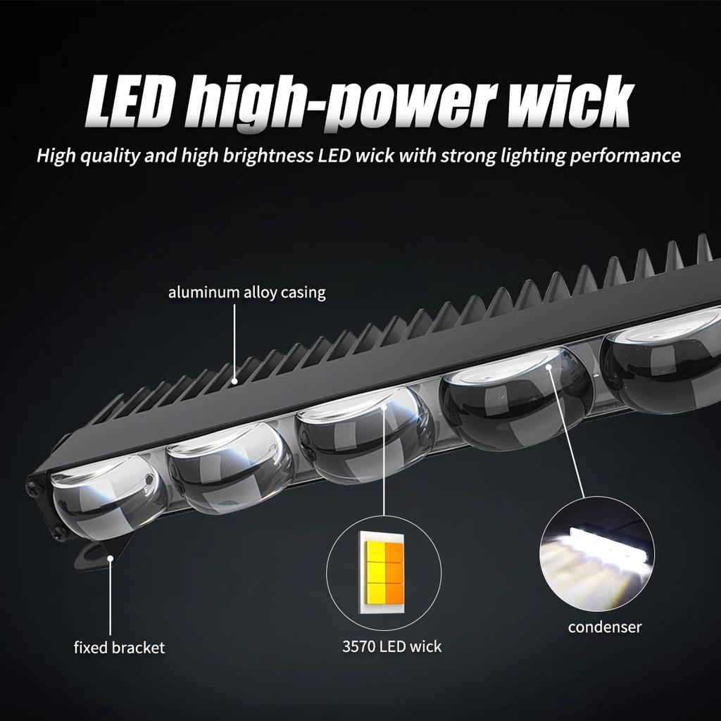 Мотоциклетная фара Светодиодная световая панель 5 линз для руля 12-24 В Прожектор LED С выключателем Комплект Подходит для большинства рулей Белый Желтый