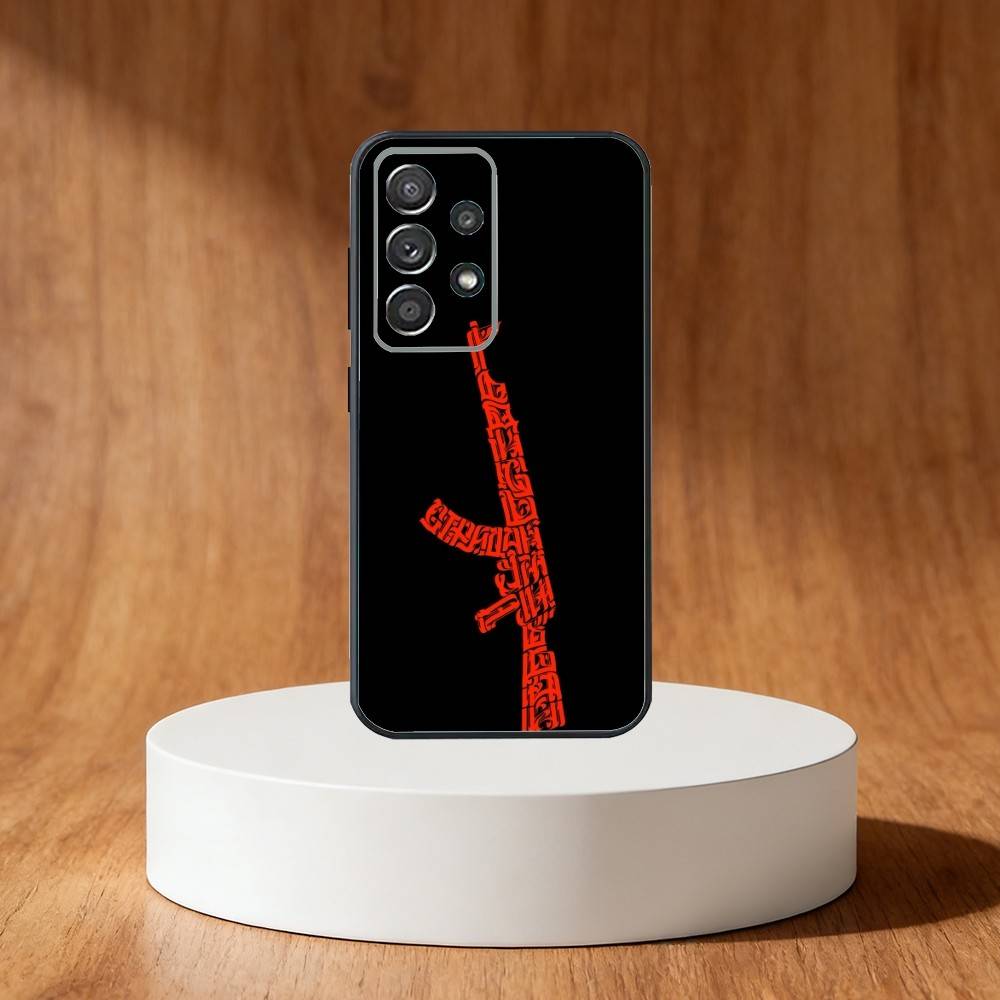 AK47 Handgun Gun BUllets Phone Case For Samsung S25,S24,S21,S22,S23,S30,Ultra,S20,Plus,Fe,Note,10,9,5G Black Cover