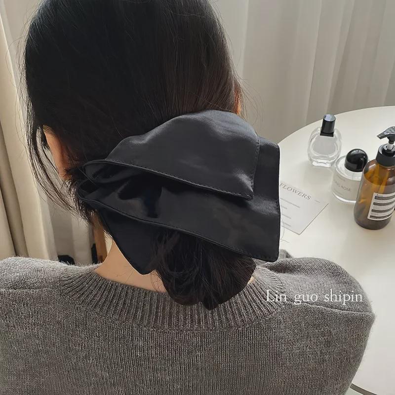 Корейский шелковистый блестящий шарф и резинка для волос: Ретро, Простой, Элегантный Стиль