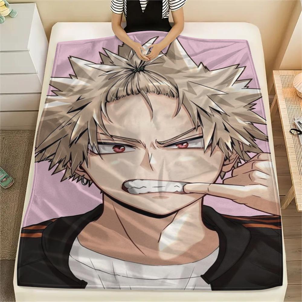 My Hero Academia Flannel Blanket with Print Warm Soft Throw for Beds Sofas and Travel Use Comfortable Picnic Blanket -xia26