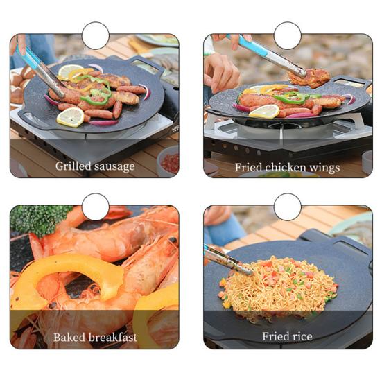 Barbecue Plate Non Stick Heat Resistance Wear-Resistant Smooth Surface Iron Picnic Barbecue Grill Pan Outdoor Supply