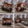 3-Slot Watch Hang Travel Case Portable Vintage Cowhide Leather Watch Display Case Watch Storage Box Watch Organizers Men Gift