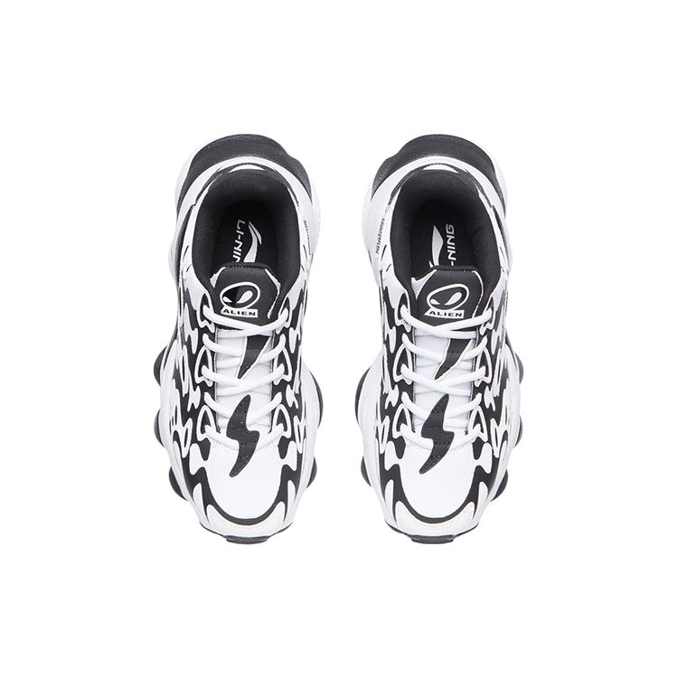 Li Ning CF Rebound Cushioning Thick Sole Sports Shoes Women Sneakers White Black AGLR166-2