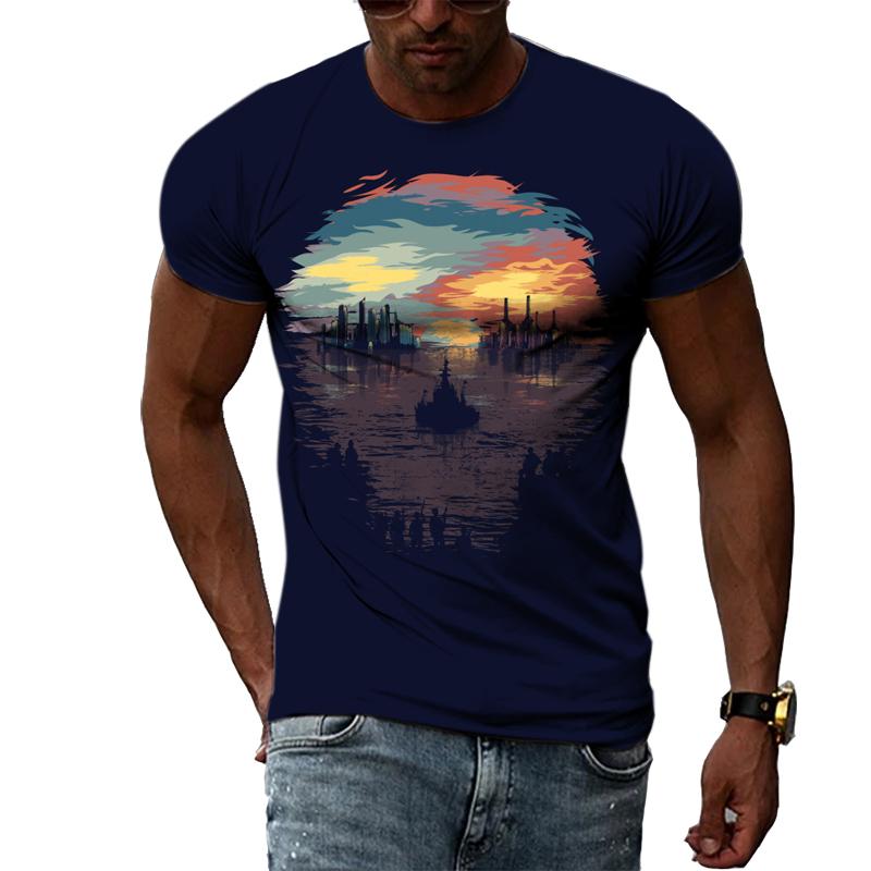 Летняя мода Страх Черепа Графическая Повседневная Футболка с Принтом Хип-Хип Стиль Харадзюку Круглый Вырез Короткий Рукав Мужские Футболки