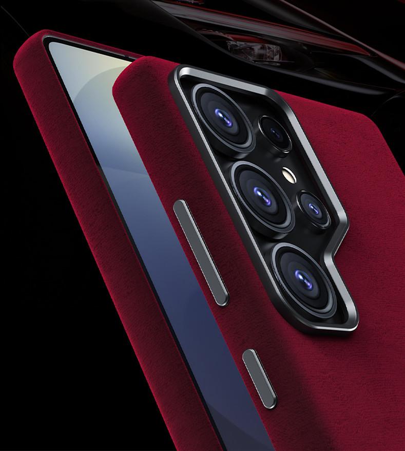 Премиальный кожаный чехол из замши для Samsung Galaxy S25 Ultra S24 Plus, с магнитной беспроводной зарядкой, металлическая крышка для защиты камеры