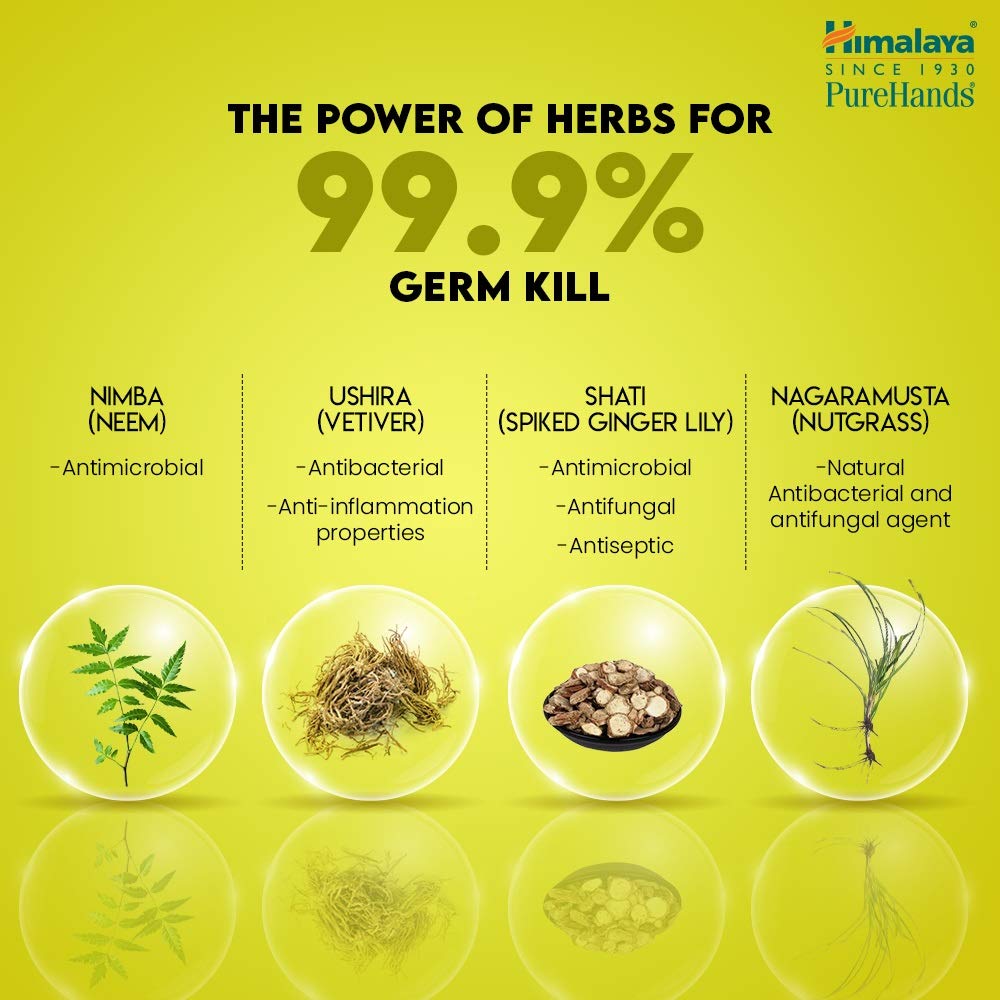 Himalaya Pure Hands Lemon Hand Sanitizer 500ml Pack Kills 99.9 Percent Germs Fast Drying Gel Travel Essential Soft Skin Hygiene Protection