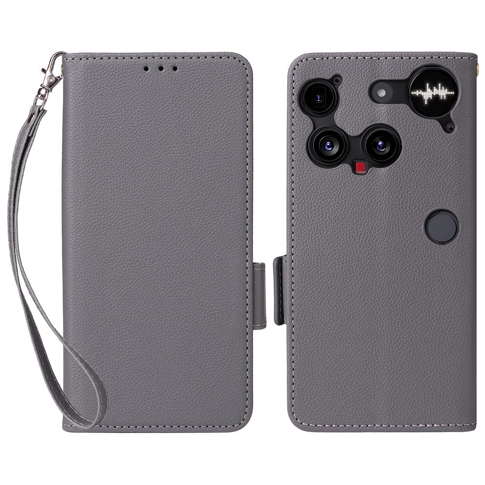 For Nothing Phone (3) 5G Case with Wrist Strap Litchi Texture PU Leather Wallet Phone Cover