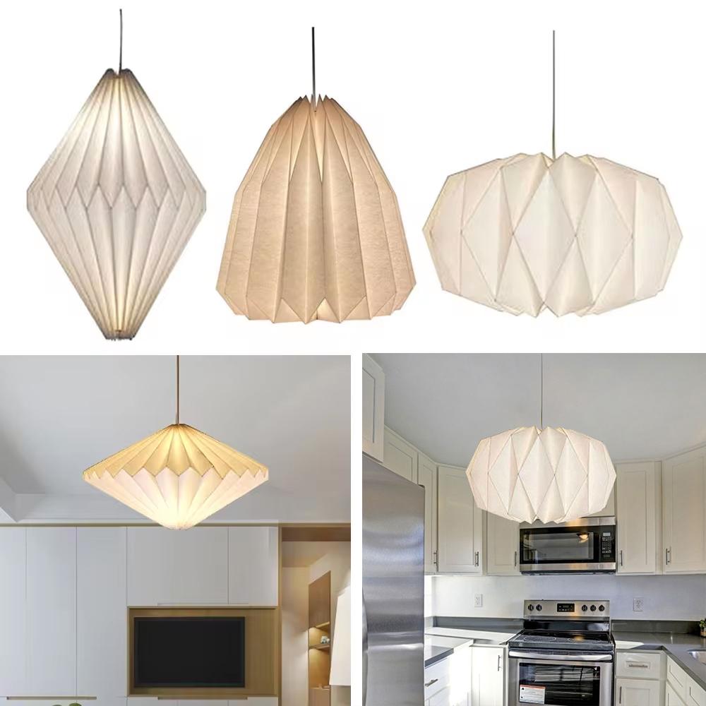 Nordic Creative Paper Origami Lantern Shade Hanging Lamp Cover Folding Pendant Light Shade for Living Room Chandelier Art Decor
