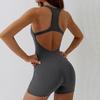 Женский комбинезон для йоги с U-образным вырезом, без рукавов, с открытой спиной, с подтяжкой ягодиц, однотонный, с мягкой подкладкой, эластичный, для фитнеса, тренажерного зала, пилатеса, спортивная одежда, одежда для тренировок