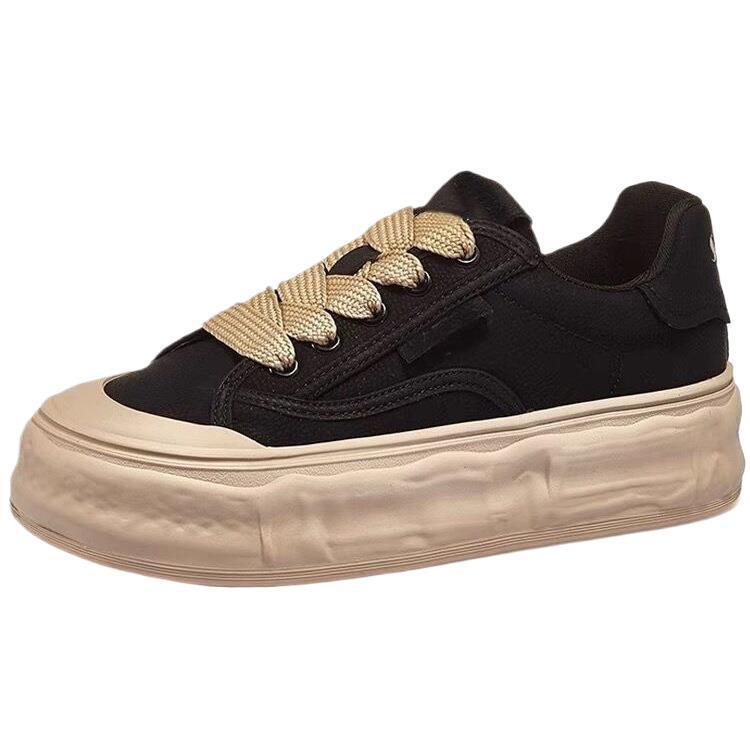 Женские немецкие тренировочные кроссовки 2025 года на толстой подошве: Новые Универсальные Черные Низкие, Нескользящие, Повседневные Скейт-Ботинки