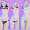 Women's Sexy Patent Leather Striped Bikini Lingerie Set C2114
